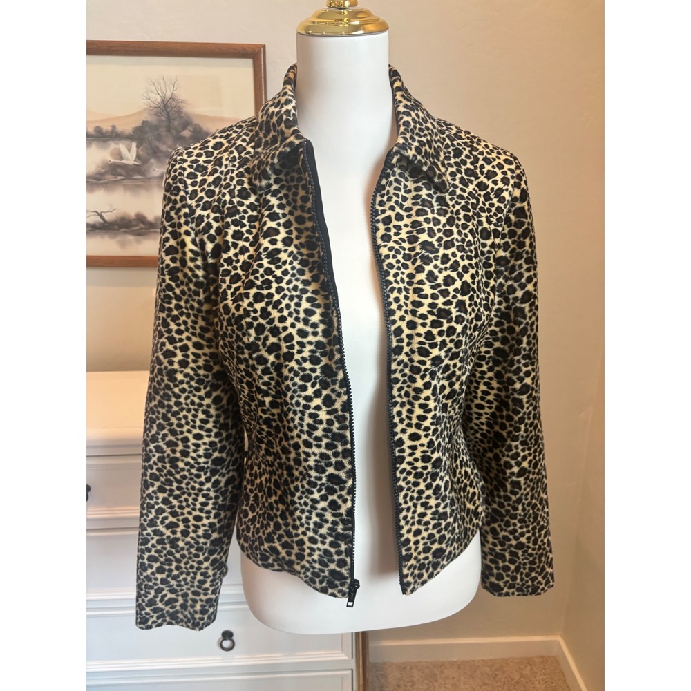 Leopard Print Zip Jacket Faux Fur Animal Print Moto Coat Mob Wife Aesthetic 6